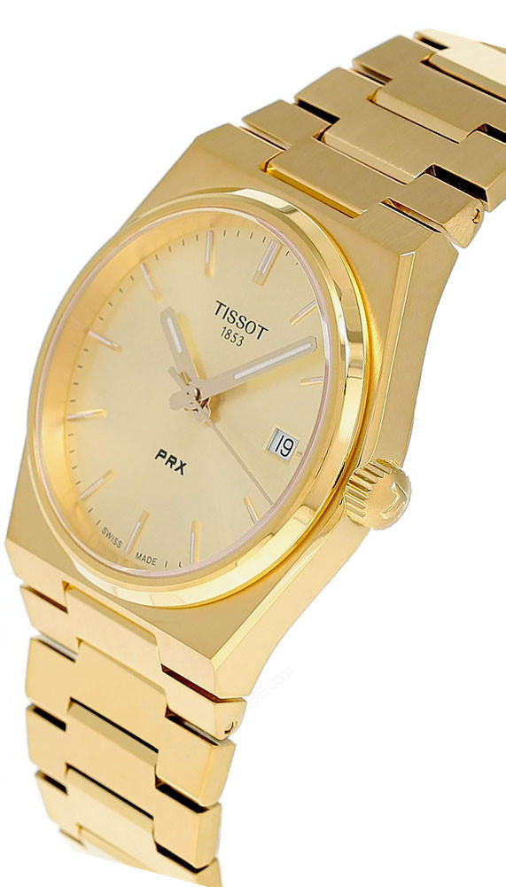 TISSOT PRX quartz 35 mm – cadran doré – montre unisexe