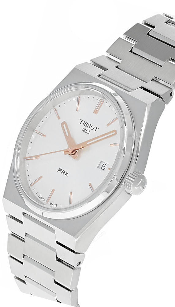 TISSOT PRX quartz 35 mm – cadran argenté – montre femme