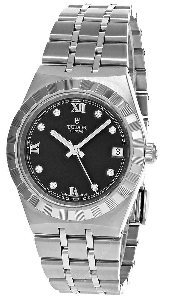 TUDOR Royal 34 mm – cadran noir serti de diamants – montre femme